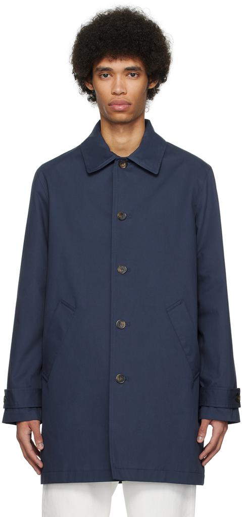 A.P.C. Navy Urban Mac Coat - Coats - Save Extra 10% OFF