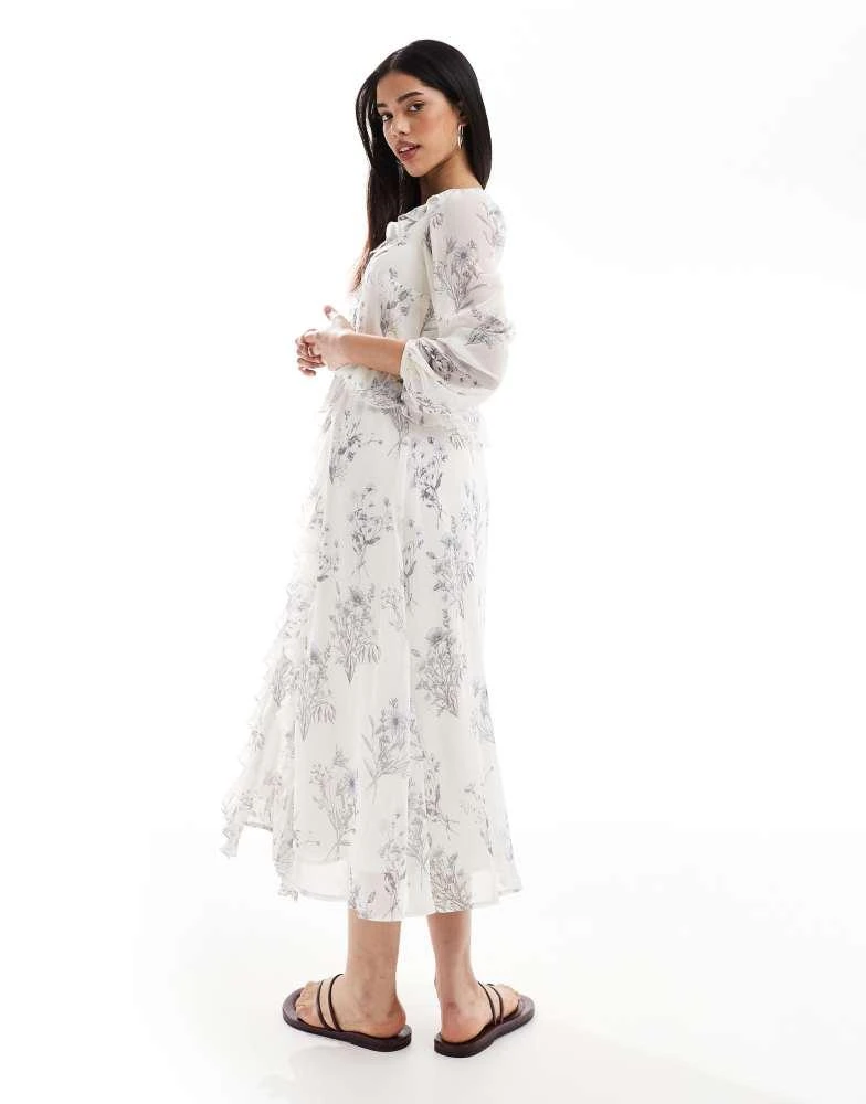 New Look New Look ruffle front chiffon maxi dress in cream floral - Dresses  & Skirts