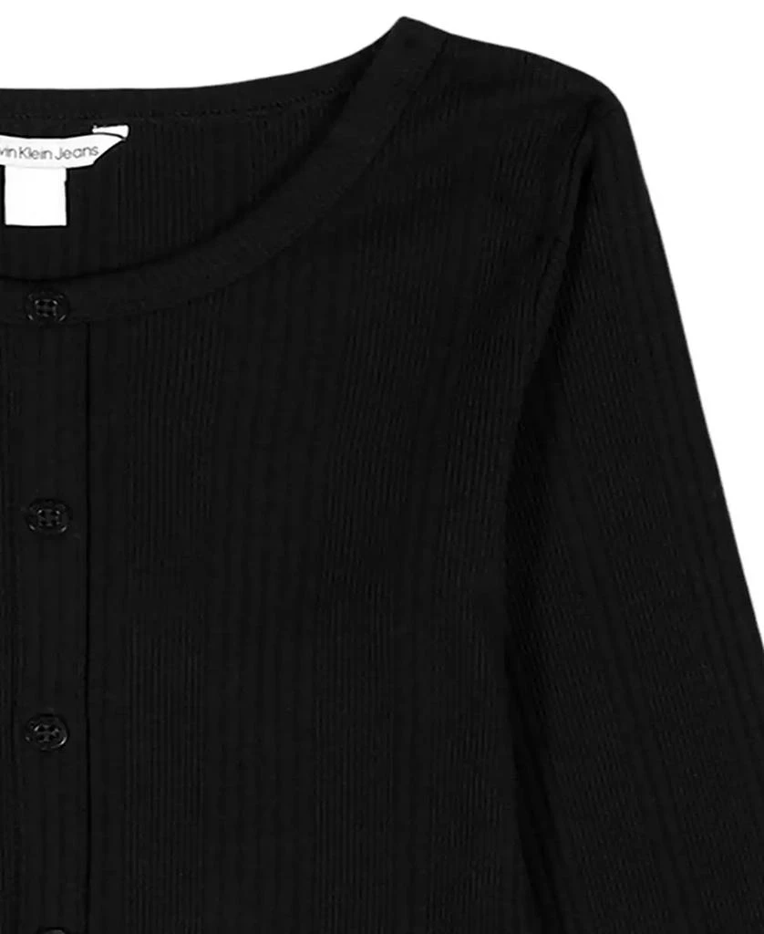 Calvin Klein Girls' 7-16 Variegated Rib Button Front Top 3
