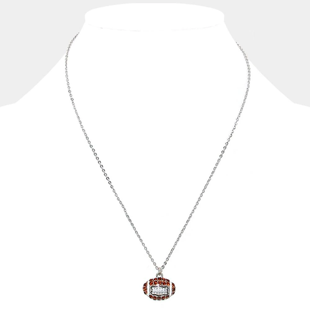FASHNZFAB Crystal Football Pendant Necklace 2
