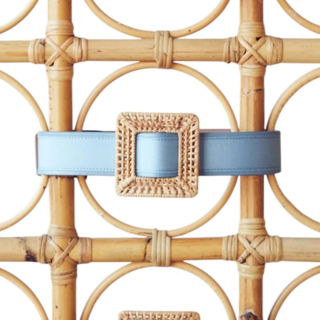 PAMELA MUNSON Rattan Buckle Belt In Cornflower