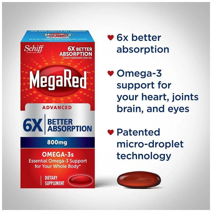 MegaRed Advanced 6X Absorption Softgels, Omega-3 Fish Oil Supplement 6