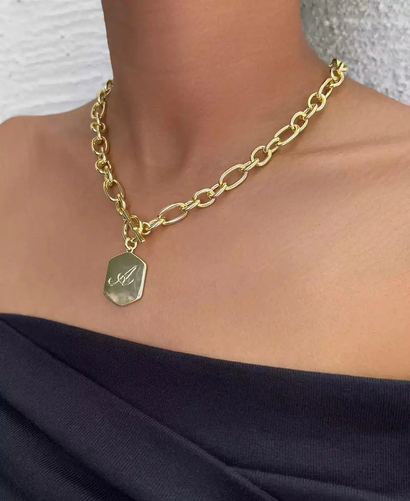 ADORNIA Gold Monogram Initial Chunky Toggle Necklace 5