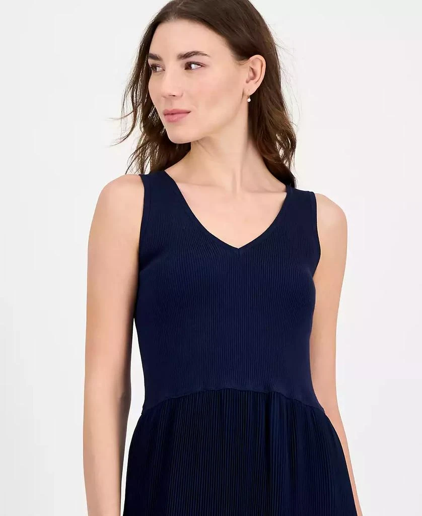 Tahari Women's Ribbed Pleated Sleeveless Fit & Flare Dress 4
