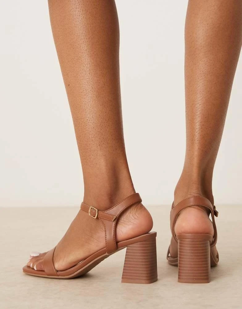 New Look New Look block heeled sandal in tan 4