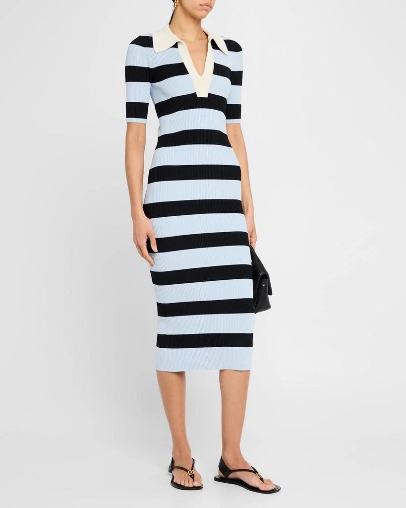 knee length dresses for ladies Ivory/Beige Striped Strapless Midi Dress main image 1