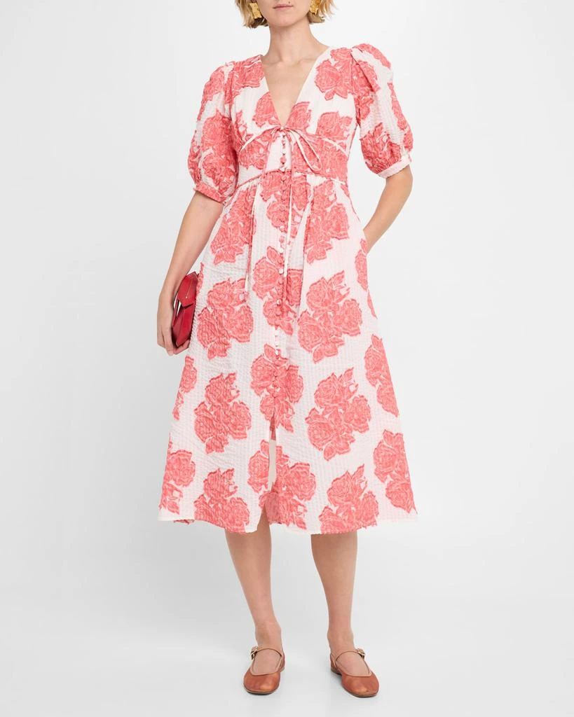 Evi Grintela River Seersucker Fil Coupe Empire Midi Dress 4