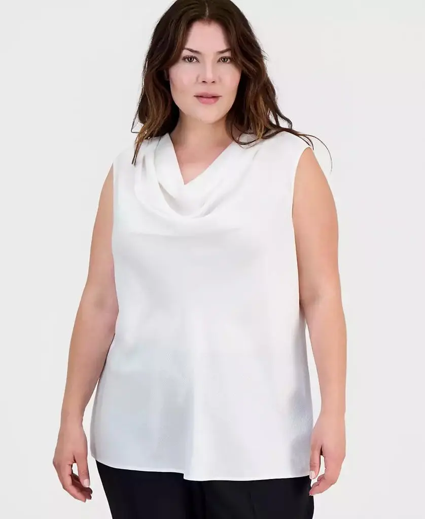 Kasper Plus Size Sleeveless Cowlneck Top