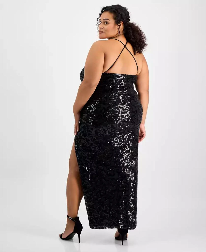 pear culture Trendy Plus Size Patterned Sequin A-Line Dress 2
