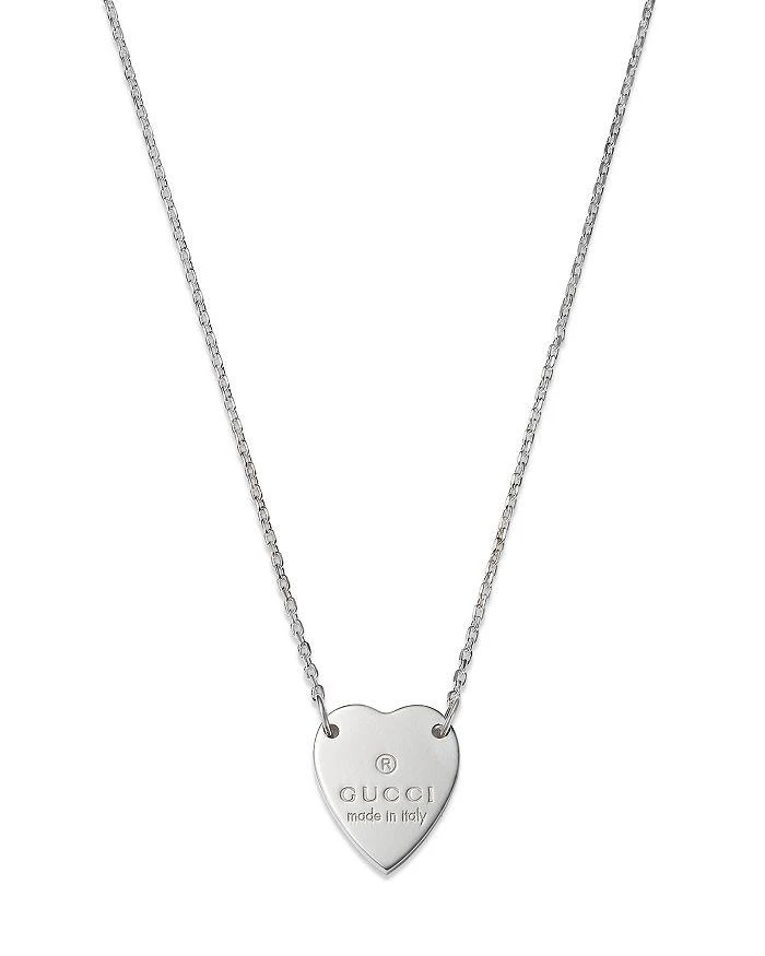 Gucci Sterling Silver Engraved Trademark Heart Necklace, 18"