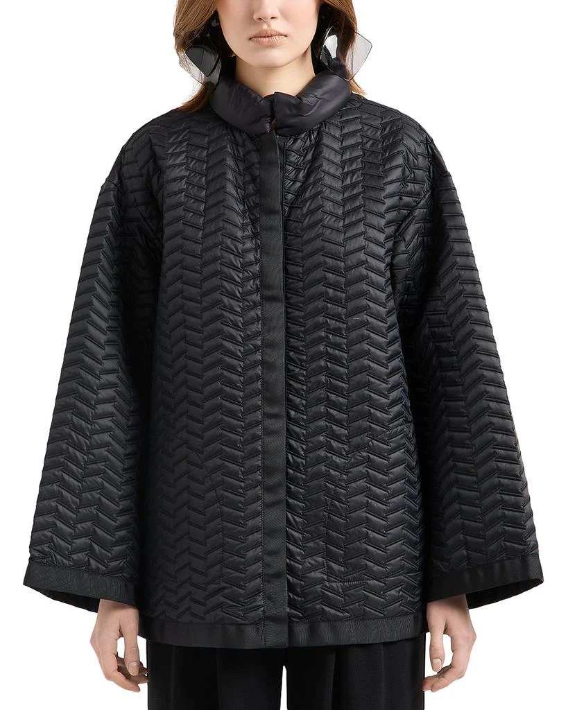Emporio Armani Reversible Lightweight Quilted Nylon Puffer Jacket with Bell Sleeves 1