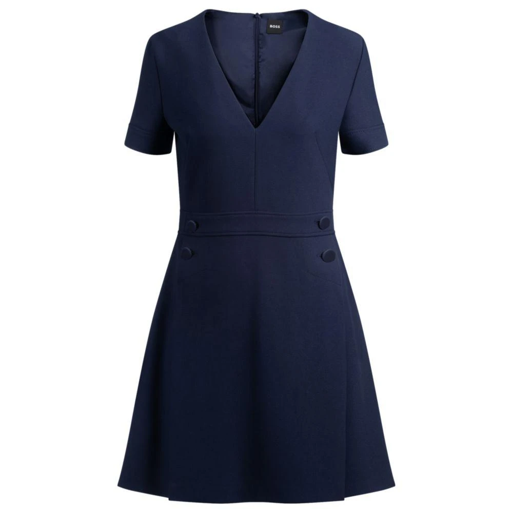Hugo Boss V-neck bodycon business dress with tone-on-tone buttons 1