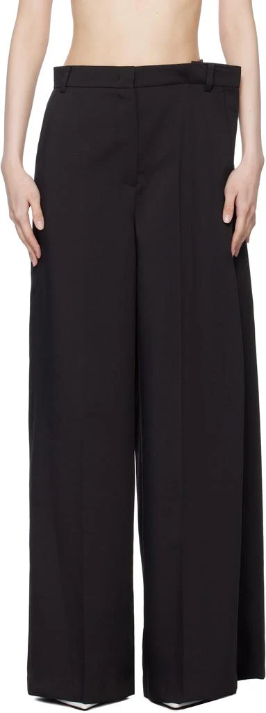 pushBUTTON Black Side Folded Wide Trousers 1