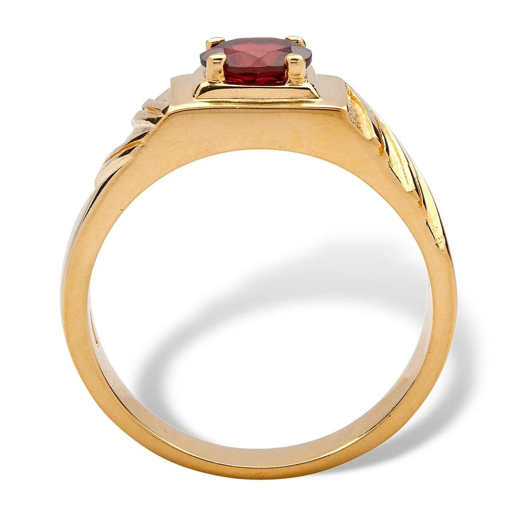 Palm Beach Jewelry Men
s 1.40 TCW Round Genuine Red Garnet 14k Gold-plated Sterling Silver Ring 2