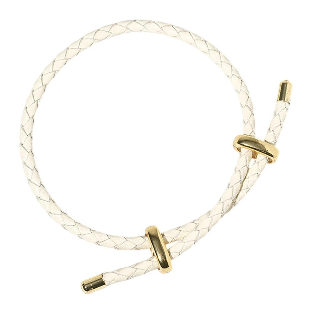 FASHNZFAB Faux Leather Braided Gold Dipped Tip Adjustable Bracelet 2