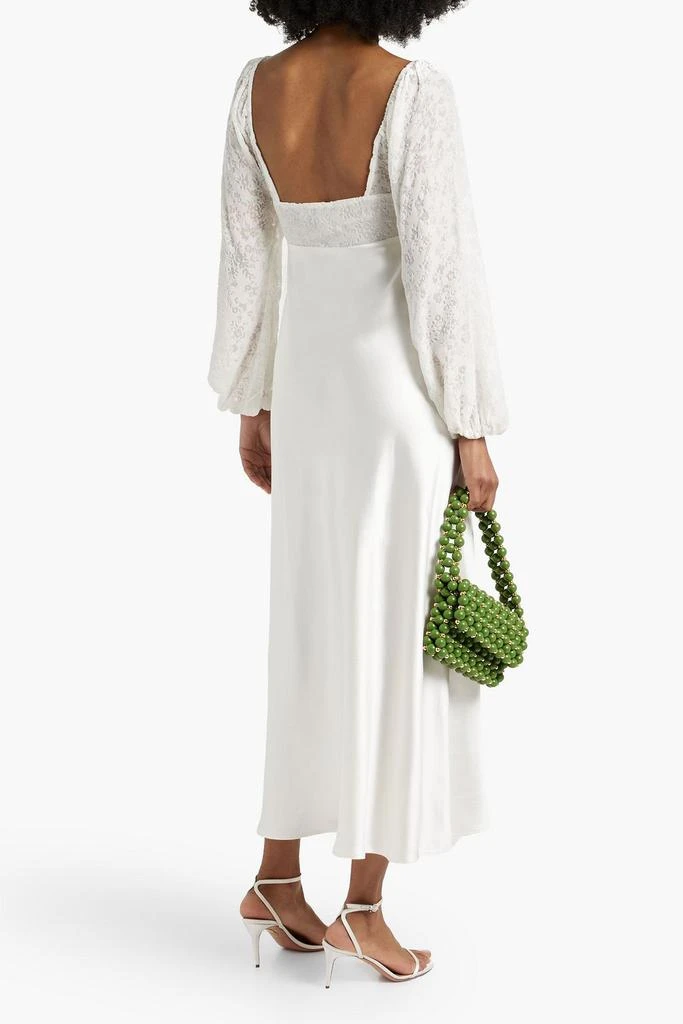 Rixo Gio velvet-paneled silk-satin midi dress 3