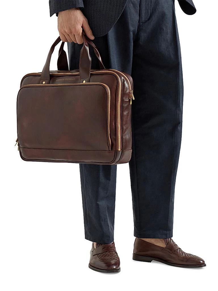 Brunello Cucinelli Calfskin Briefcase with Zipper 2