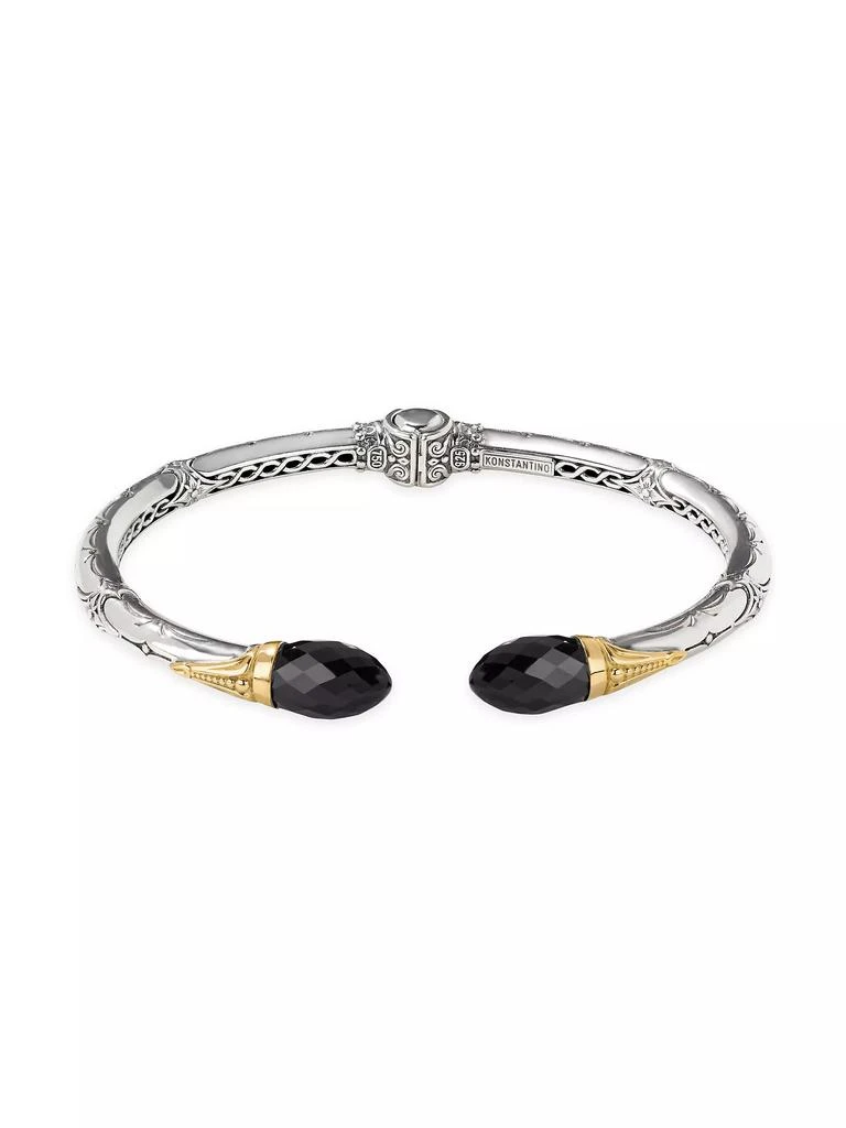 Konstantino Anthos Sterling Silver, 18K Yellow Gold & Black Onyx Cuff 3