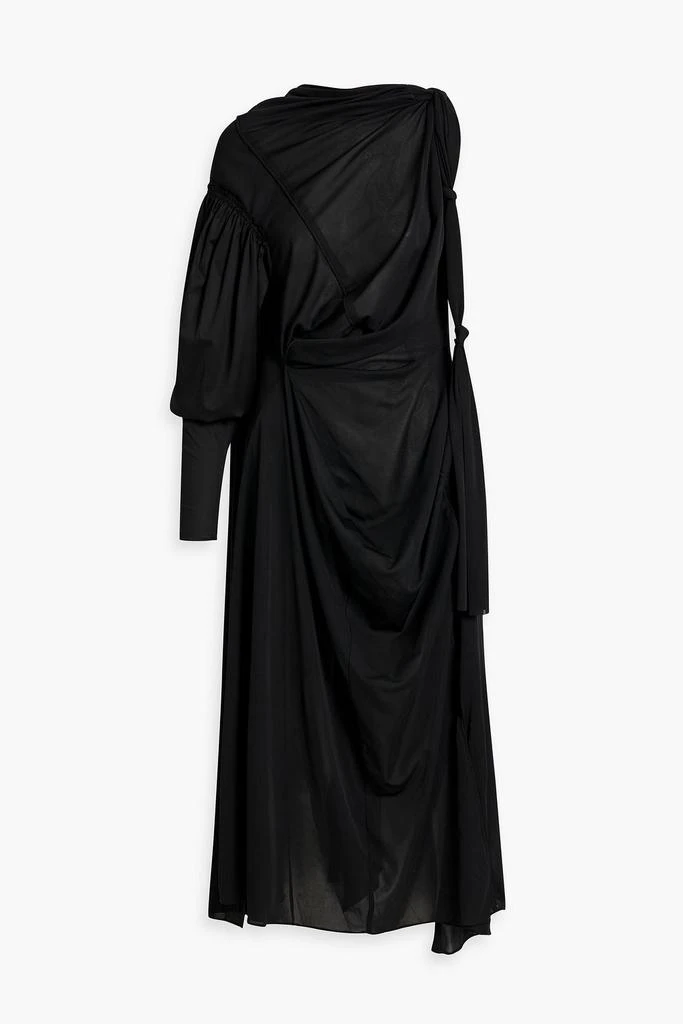 One-sleeve crepe and sateen midi dress – On Sale Now with Up to 65