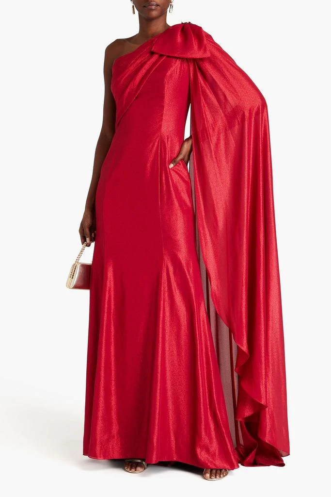 Jenny Packham One-shoulder bow-detailed lamé gown 2