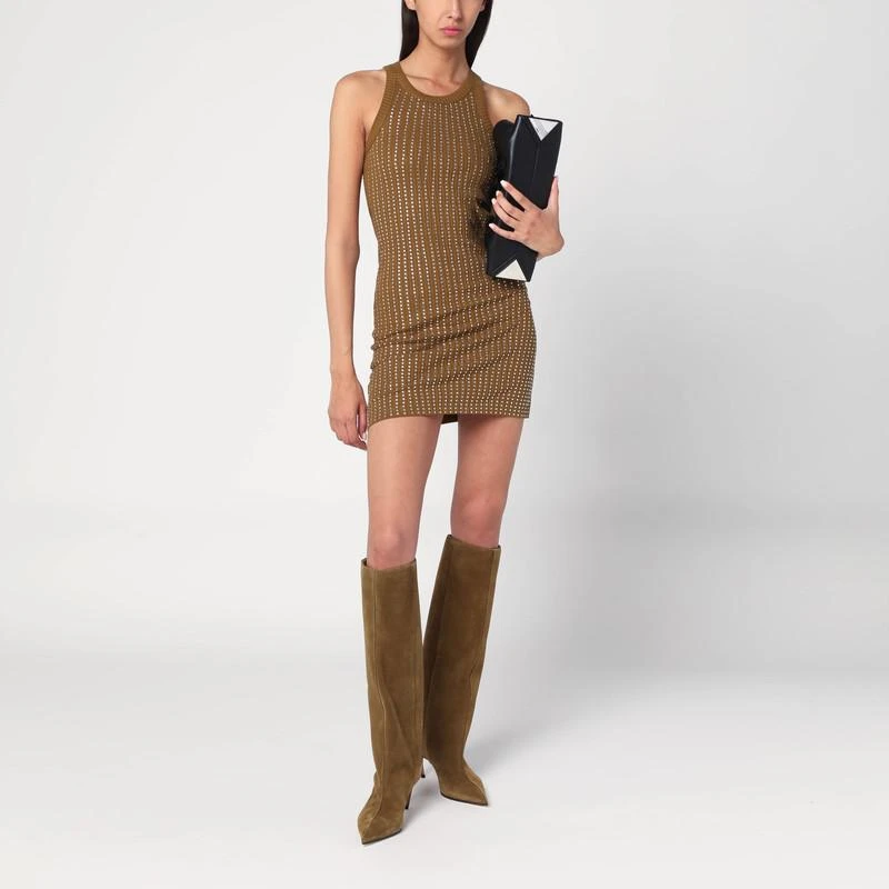The Attico Military green mini dress with rhinestones 2