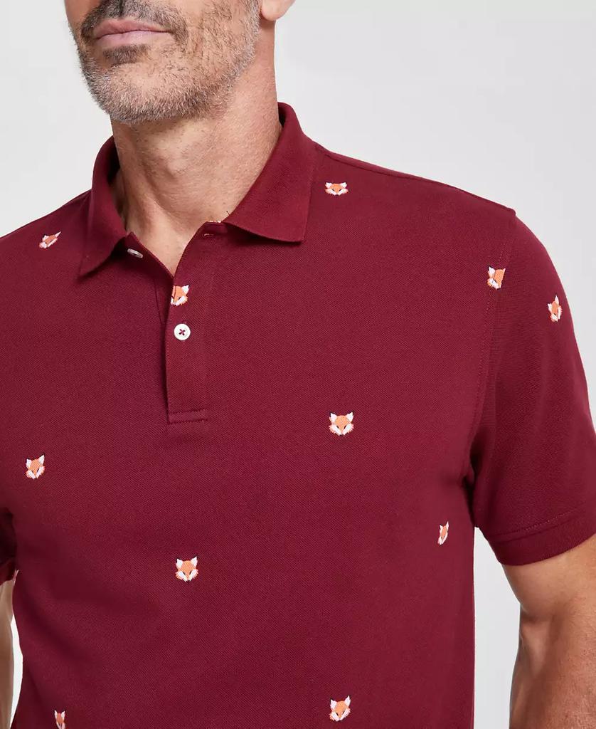 Club Room Men's Fox Face Short Sleeve Pique Polo Shirt, Created for Macy's