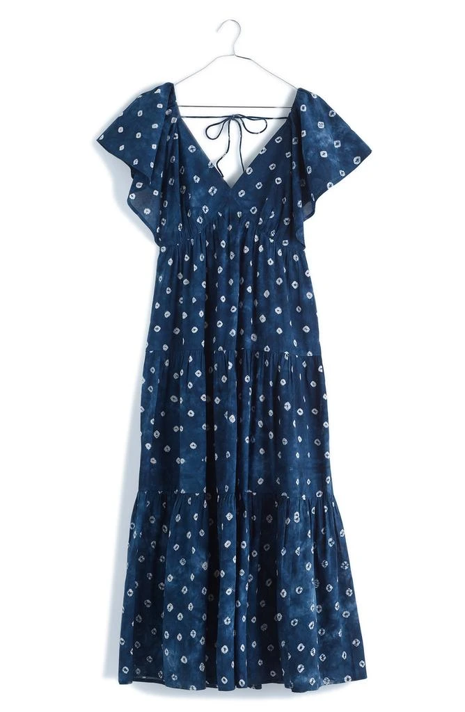 Madewell Shibori Tie Back Tiered Cotton Midi Dress 1