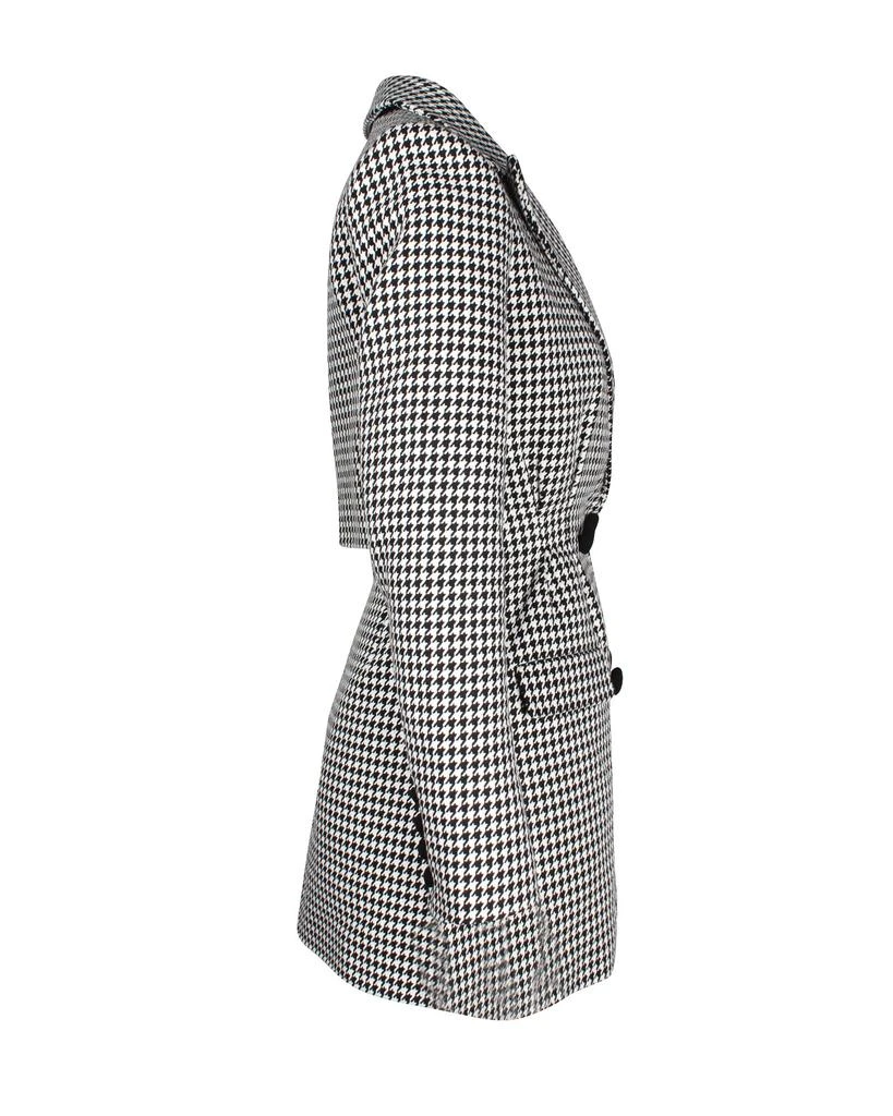 Self Portrait Houndstooth Mini Dress in Black Cotton 2