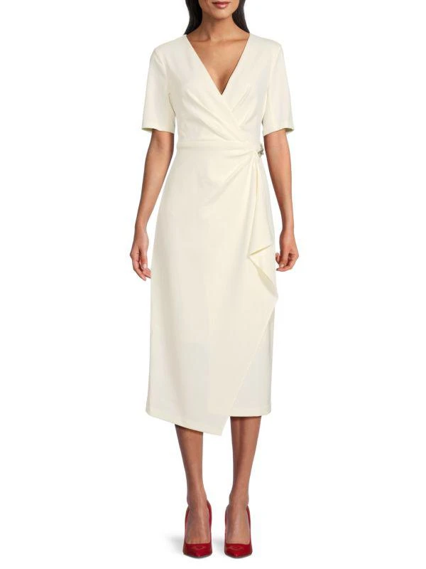 DKNY Faux Wrap Sheath Midi-Dress 1