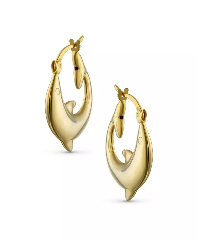 Bling Jewelry Hawaiian Nautical Vacation Honeymoon Ocean Marine Life Dolphin Hoop Earrings .925 Sterling Silver Teen 2