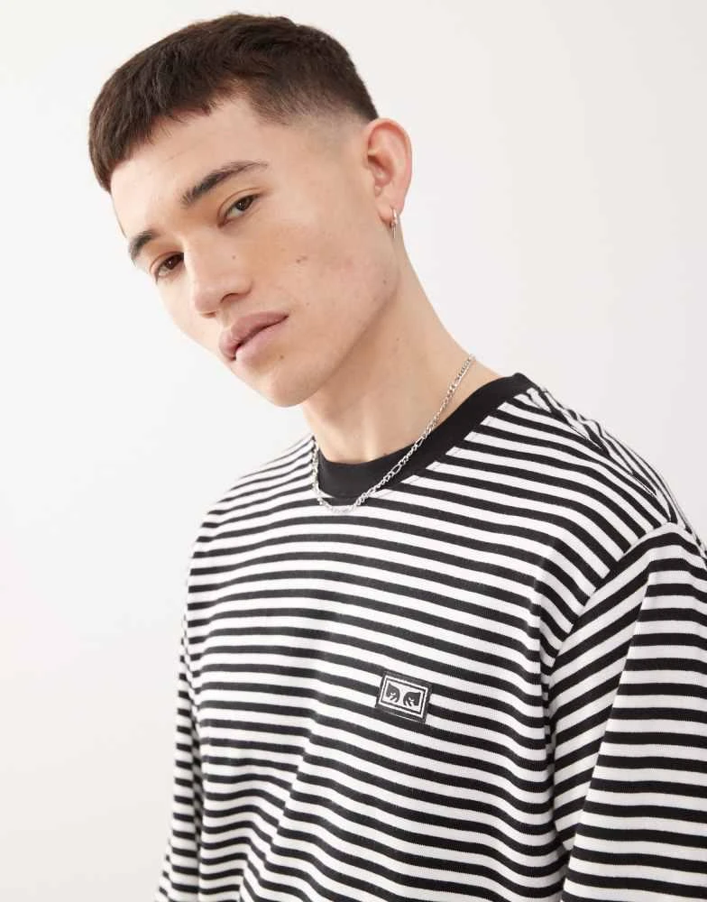 Obey Obey long sleeve t-shirt in black stripe 2