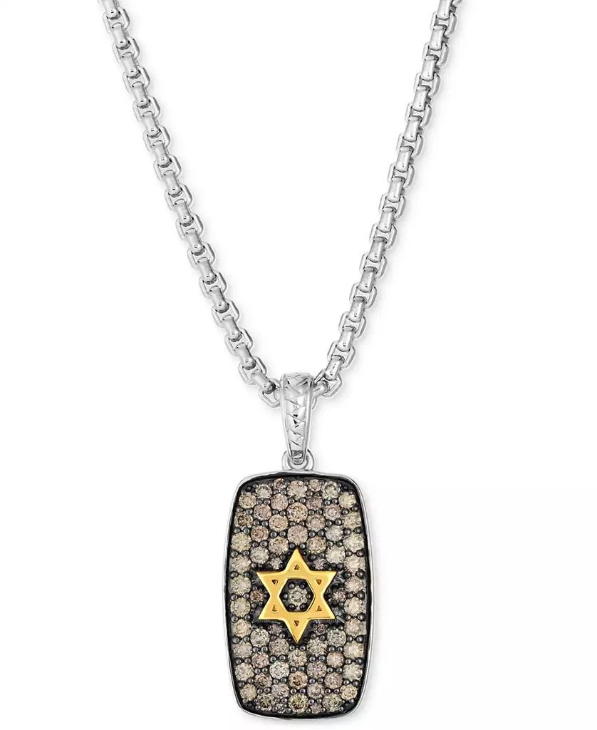 Le Vian Men
s Chocolate Diamond Star of David Dog Tag 22" Pendant Necklace (1-3/4 ct. t.w.) in Sterling Silver 
14k Gold 1