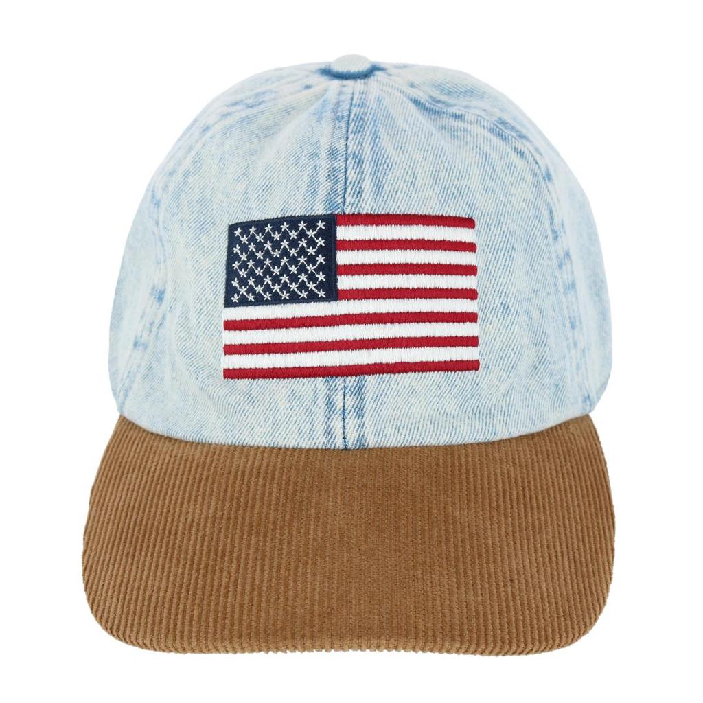 David & Young American Flag Embroidered Denim Cap with Contrast Brim
