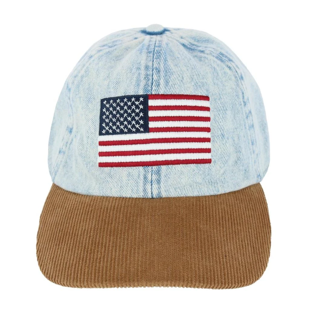 David & Young American Flag Embroidered Denim Cap with Contrast Brim 1