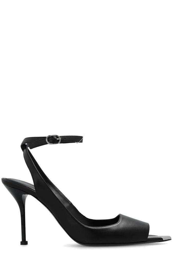 Alexander McQueen Black Leather Punk Ankle Strap Sandals