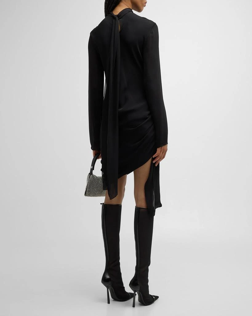 Brandon Maxwell Raina Scarf-Neck Draped Silk Mini Dress 6
