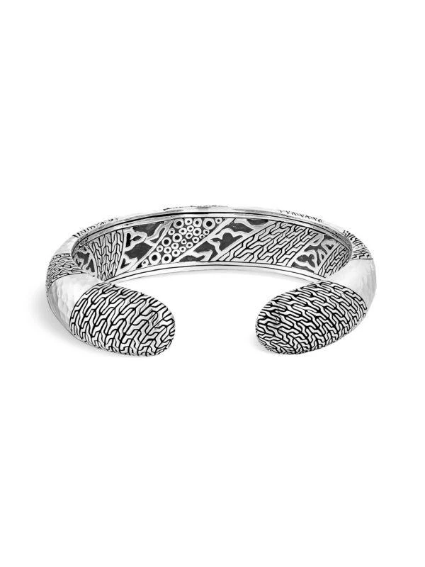 John Hardy Chain Sterling Silver, Black Sapphire, Black Spinel Cuff Bracelet 3