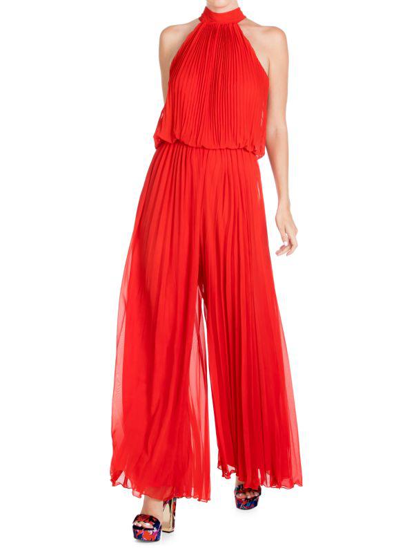 Meghan LA Wild Orchid Solid-Hued Pleated Jumpsuit
