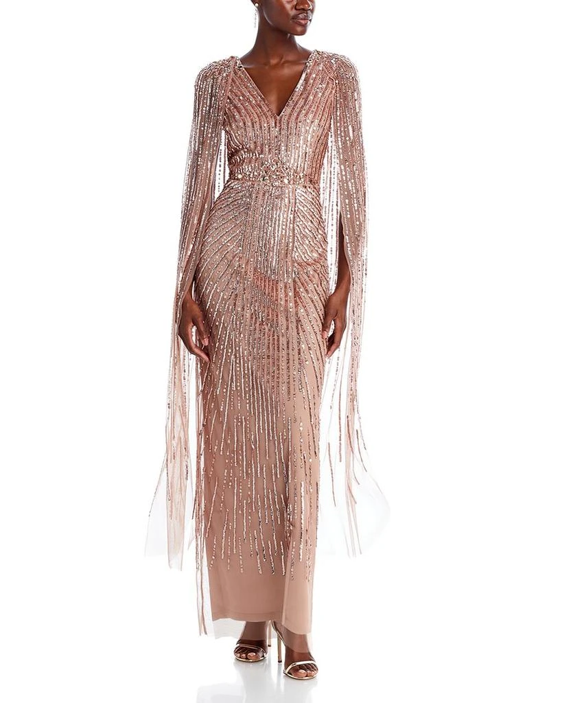 Adrianna Papell Beaded Cape Gown 1