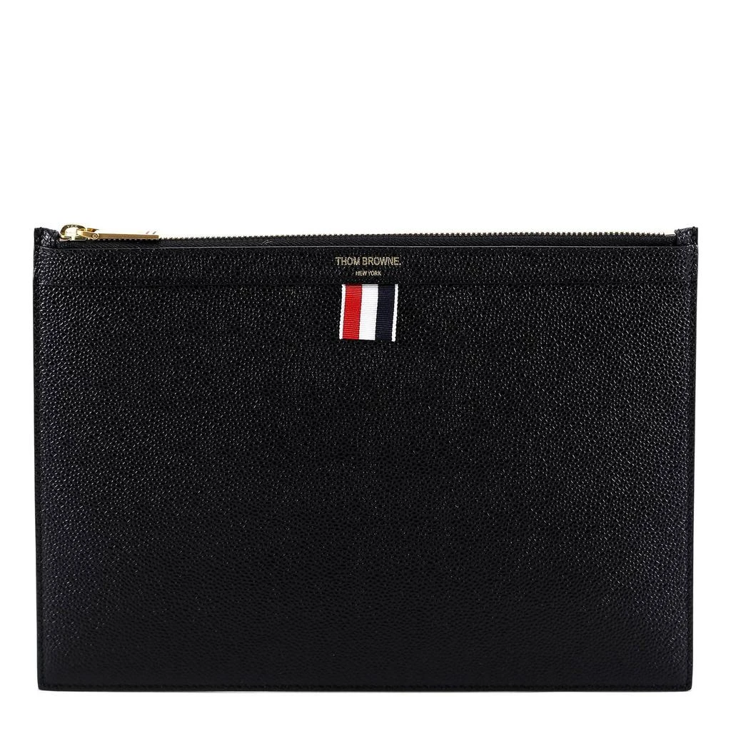 Thom Browne Thom Browne Logo Printed Zipped Clutch Bag 1