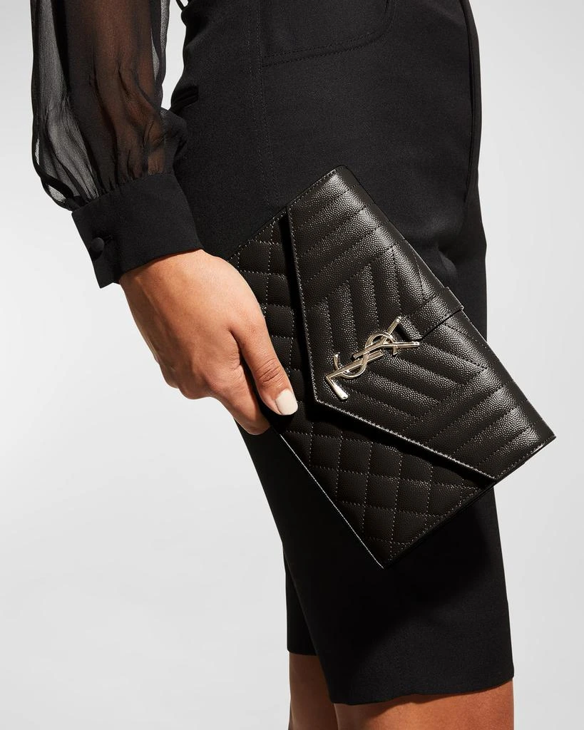 Yves Saint Laurent Envelope Triquilt YSL Wallet on Chain in Grained Leather 2