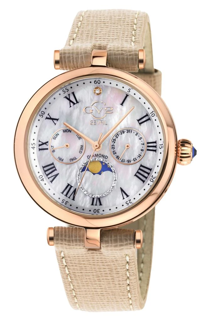 GV2 Florence Mother of Pearl Dial Diamond Leather Strap Watch, 36mm - 0.009ct. 1