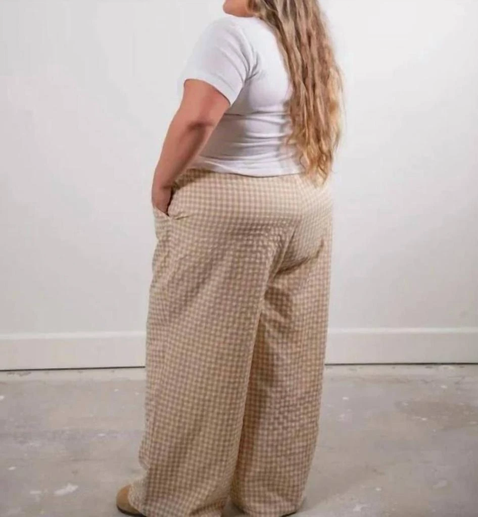 Sonder Haus Perfect Pants In Tan Gingham 3