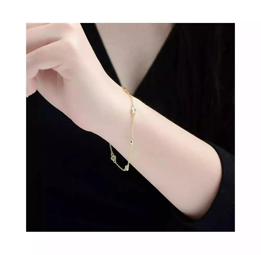 Rachel Glauber Classic Bezel Set Cubic Zirconia Chain Station Bracelet 2