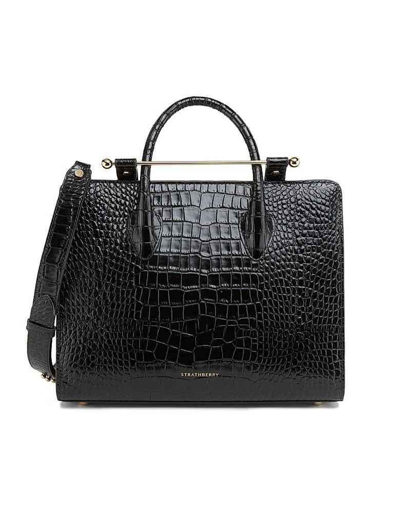 Strathberry Croc-Embossed Leather Midi Tote 1