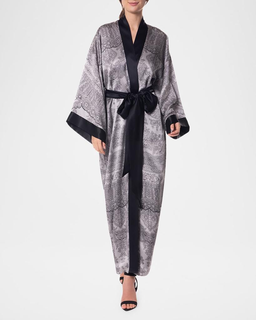 Christine Lingerie Bardot Lace-Print Silk Robe