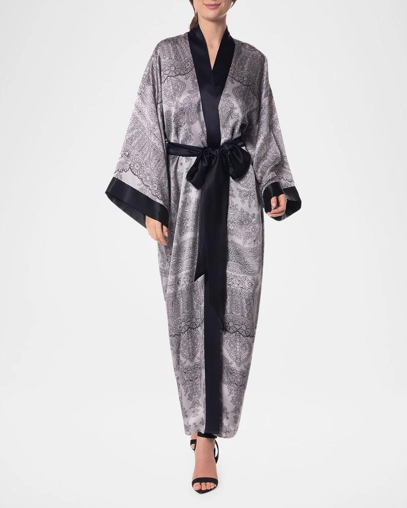 Christine Lingerie Bardot Lace-Print Silk Robe 1