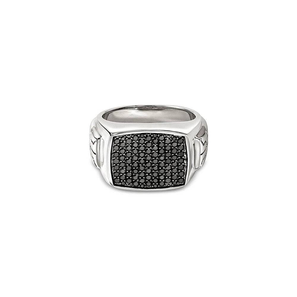 JOHN HARDY Men's Sterling Silver ID Black Sapphire Pavé Signet Ring 2