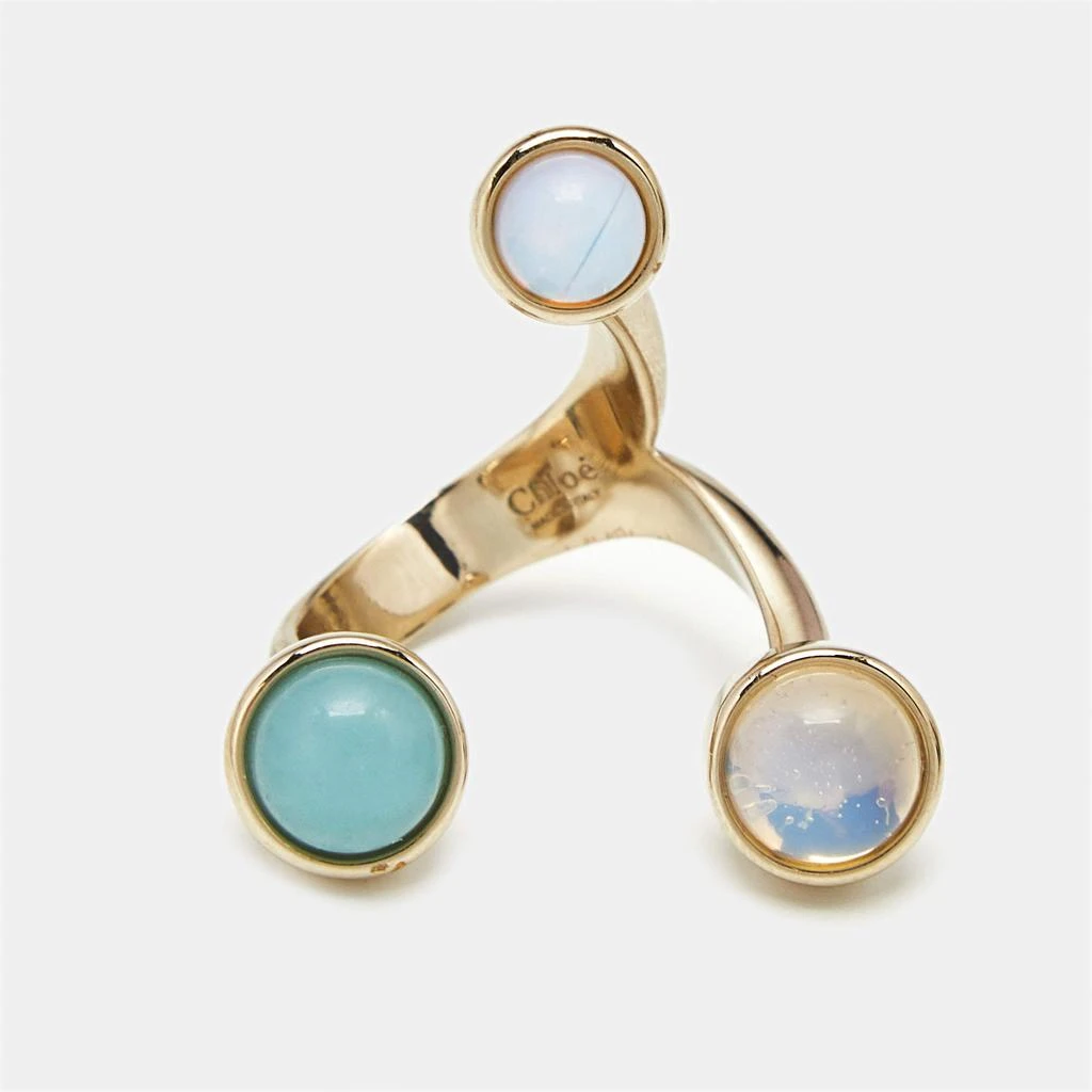 Chloé Chloé Zodiac Moonstone Amazonite Gold Tone Ring Size 55 2