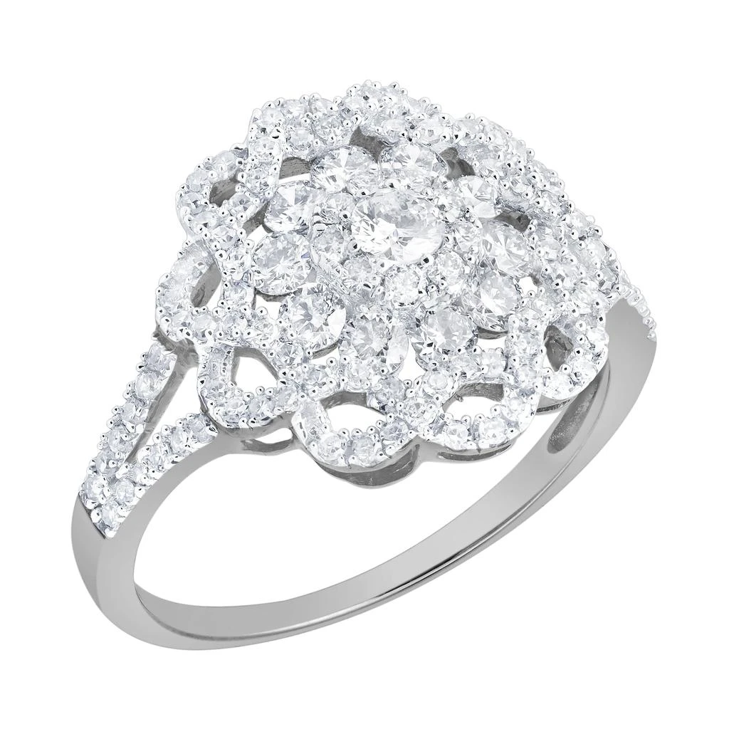 LuvMyJewelry Caeloria 0.95 Cts Natural Diamond Floral Cluster 14K Gold Ring 2